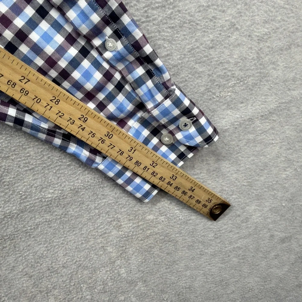 Banana Republic Shirt Mens Medium Blue Purple Gingham Check Camden‎ Dress Casual